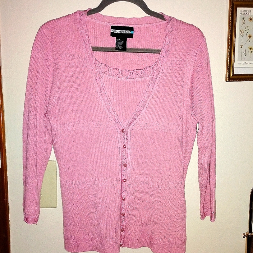 🌸Pink Cardigan Sweater (L)
